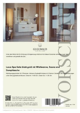 Luxus Spa Suite blatt.gold mit Whirlwanne, Sauna und Dampfdusche